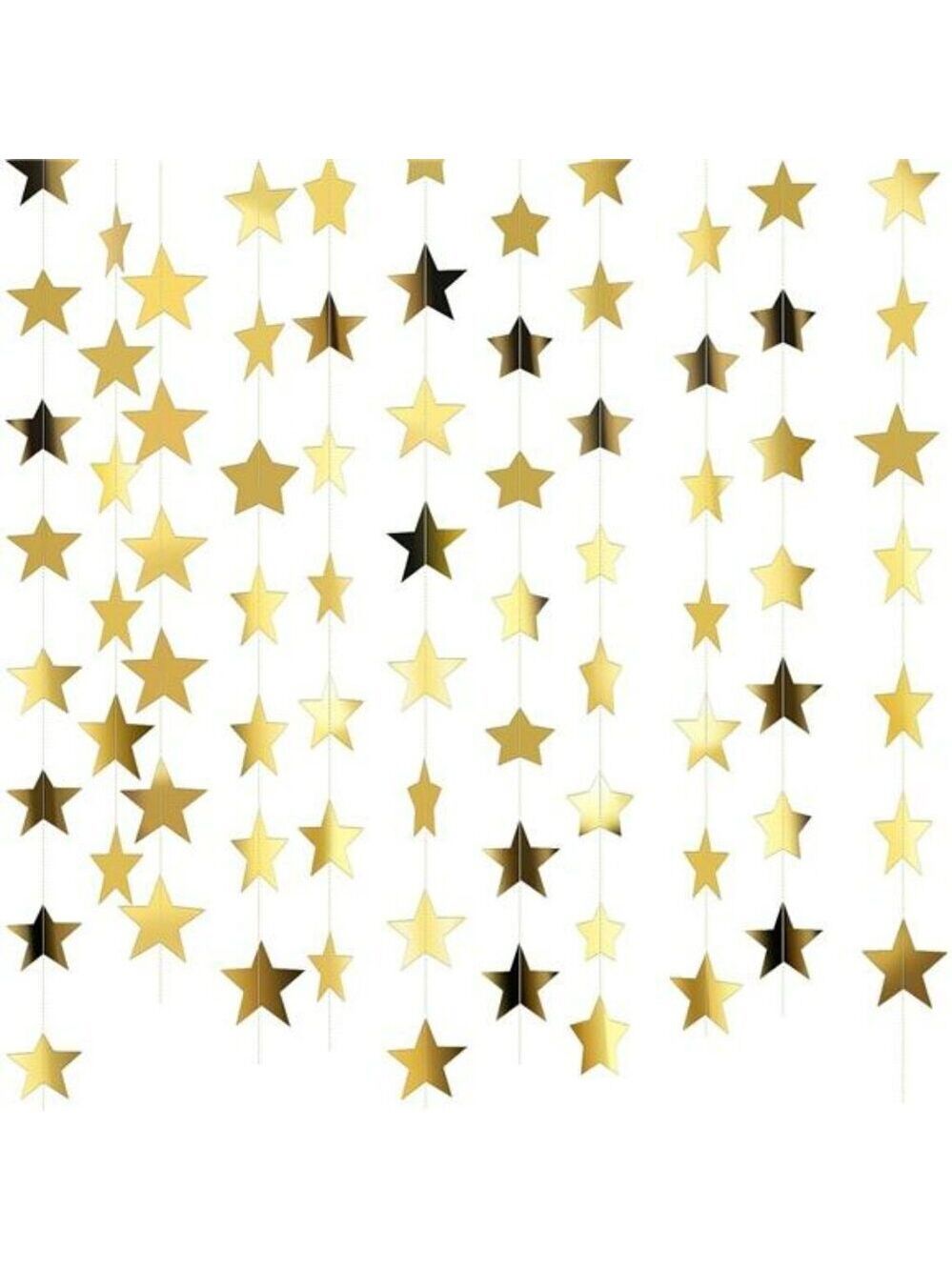Gold Glitter Star Garland 130ft Party Banner Decor for Wedding Birthday Prom